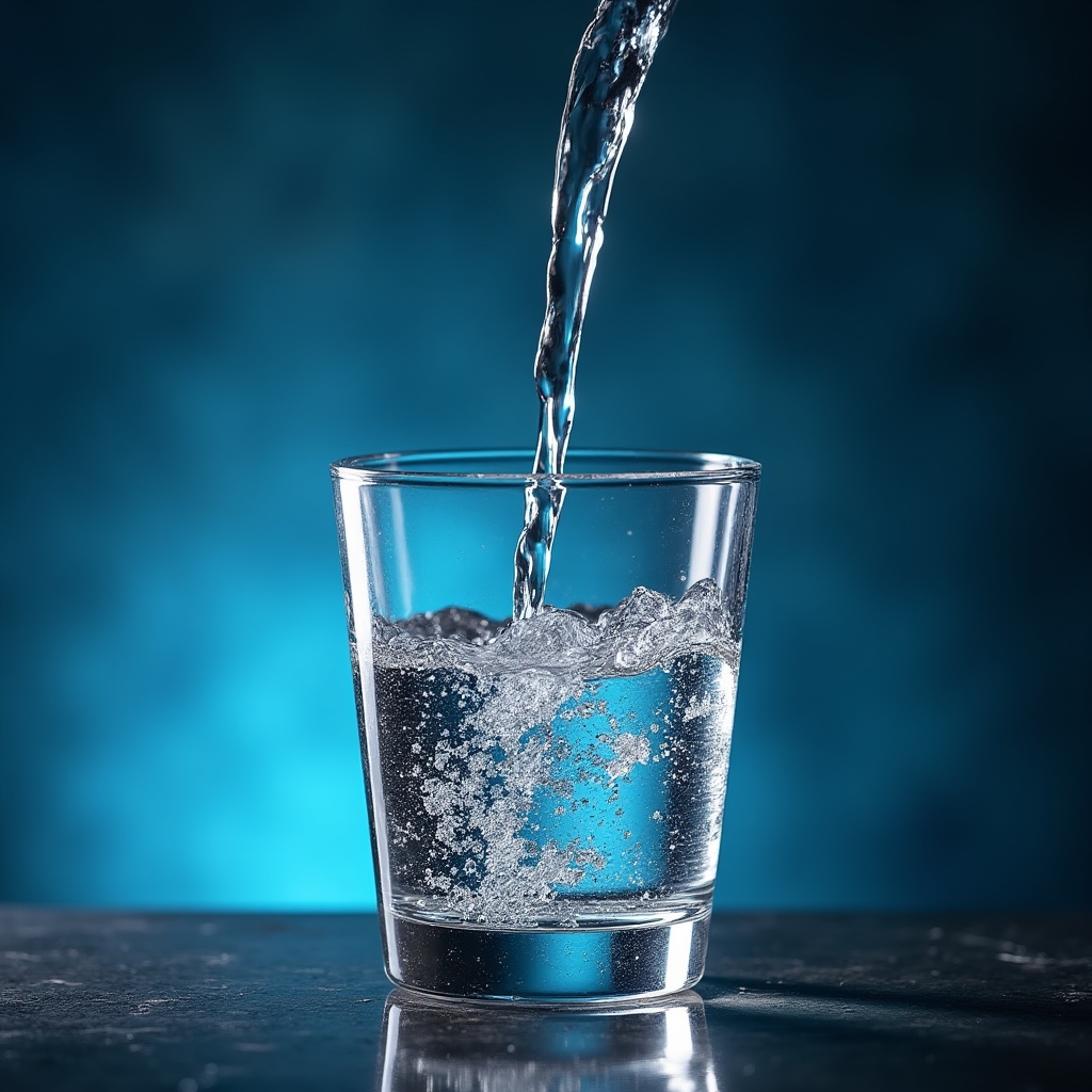 Klares Leitungswasser im Glas, Nahaufnahme